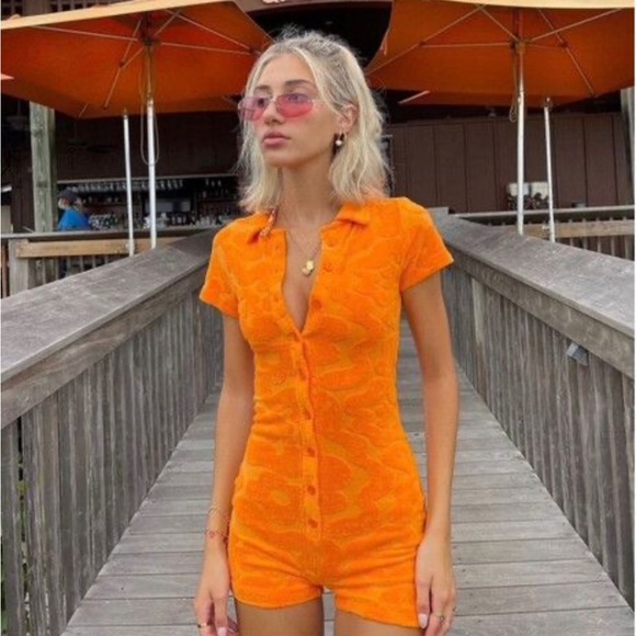 Jaded London Pants - Jaded London Bright Orange Romper